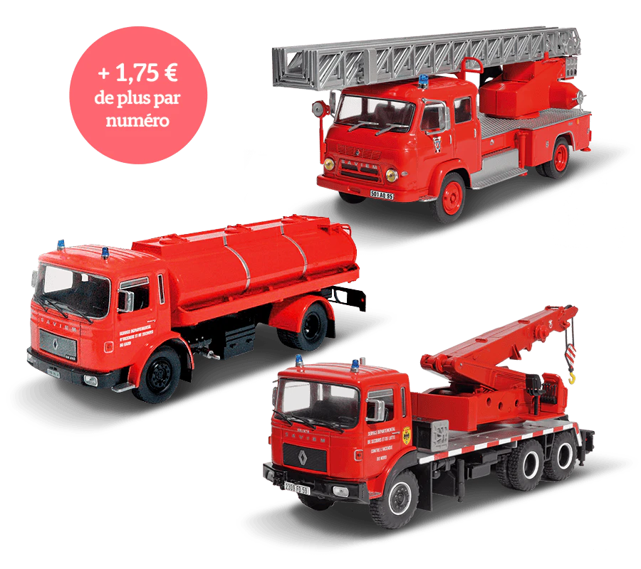Image de trois voitures exclusives de la collection. Une icône sur l’image indique “+1,75€ de plus par numéro”.