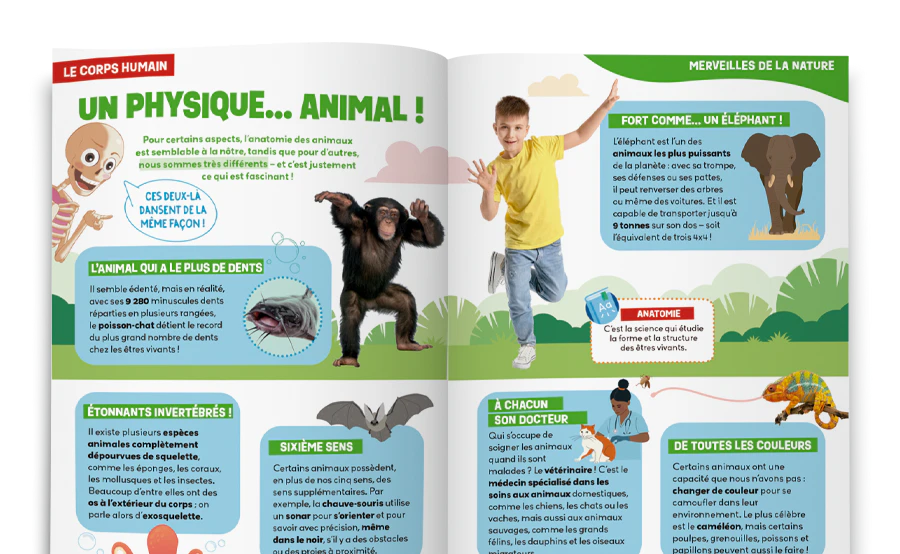 Image d’un magazine ouvert vue de loin.