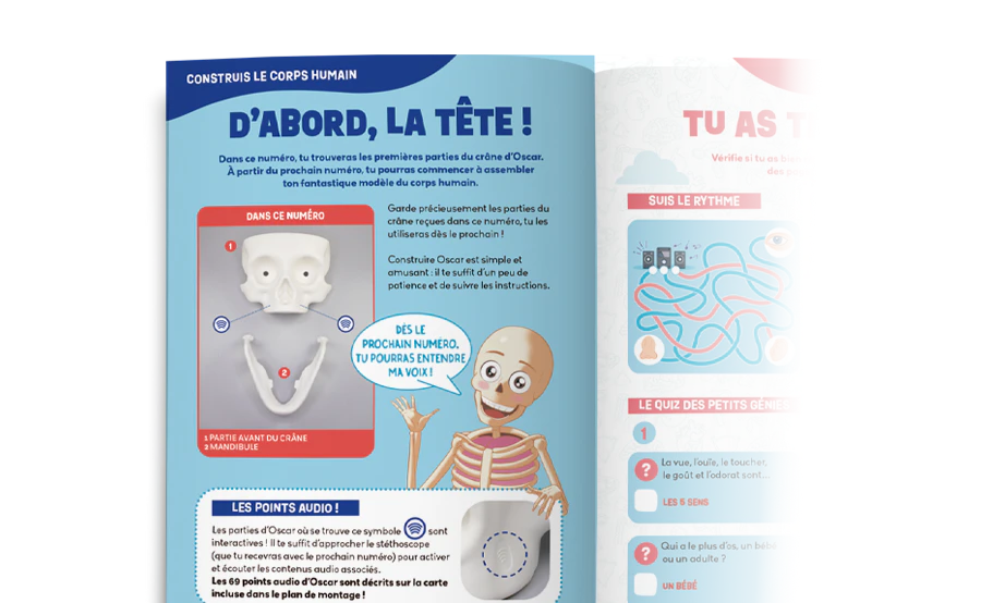 Image d’un magazine ouvert vue de loin.