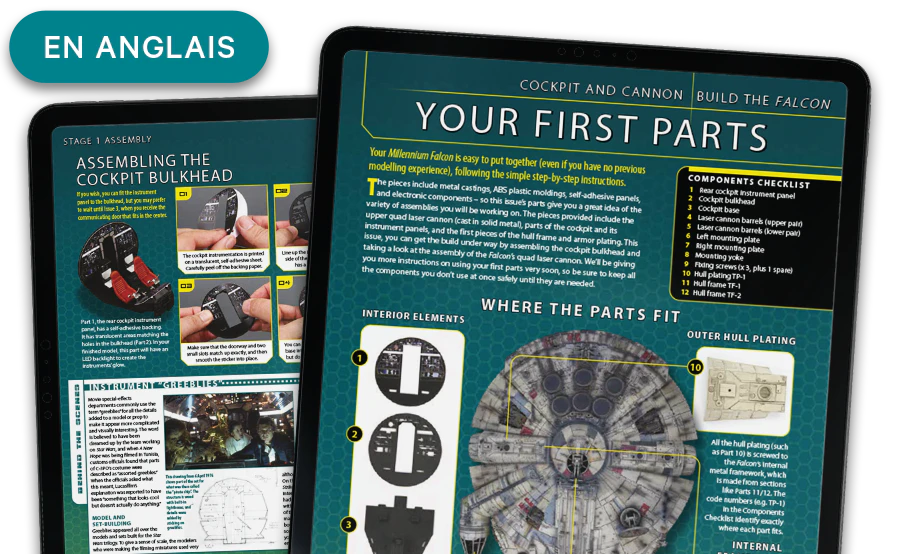 Image of a magazine in a tablet from a distance. A banner on the image reads "Magazines in English".