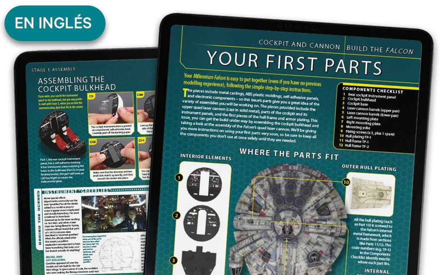 Image of a magazine in a tablet from a distance. A banner on the image reads "Magazines in English".