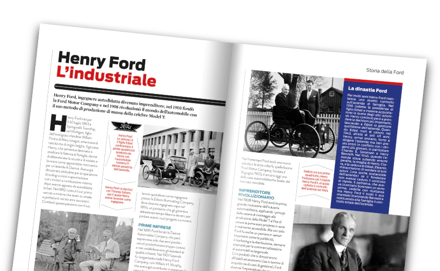 Immagine di una rivista aperta vista da lontano.