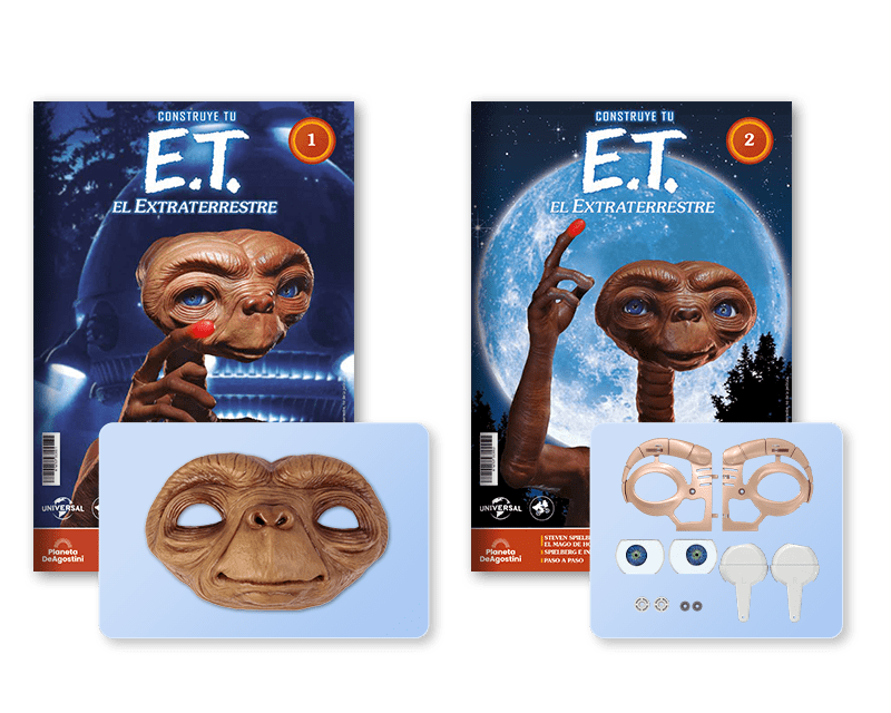 ET - Package Imagen que muestra dos portadas de revista con el producto y dos paquetes de piezas.