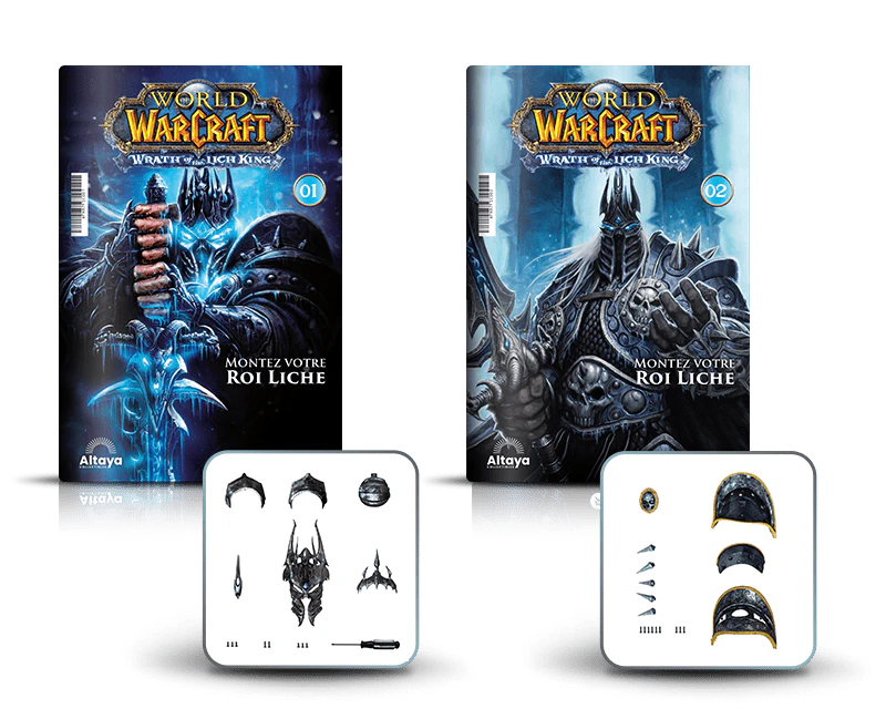 Image montrant deux couvertures de magazine avec le produit et deux paquets de pièces.