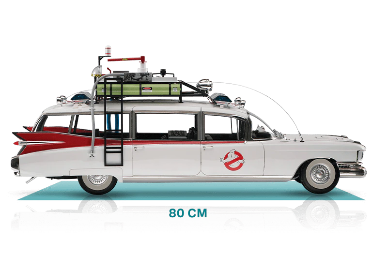 Image de la voiture jaune avec dimensions : longueur 80 cm