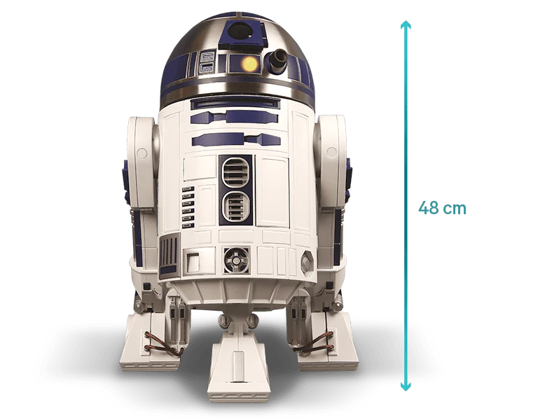 Image of the Star Wars R2-D2 robot with dimension: height 48 cm.