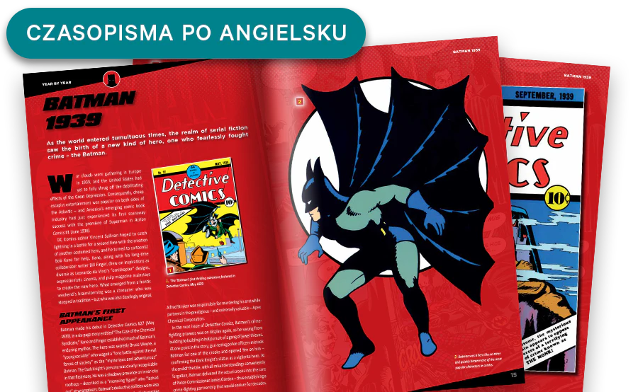 Obraz otwartego magazynu z oddali. Baner na obrazie zawiera napis „Czasopisma w języku angielskim”.