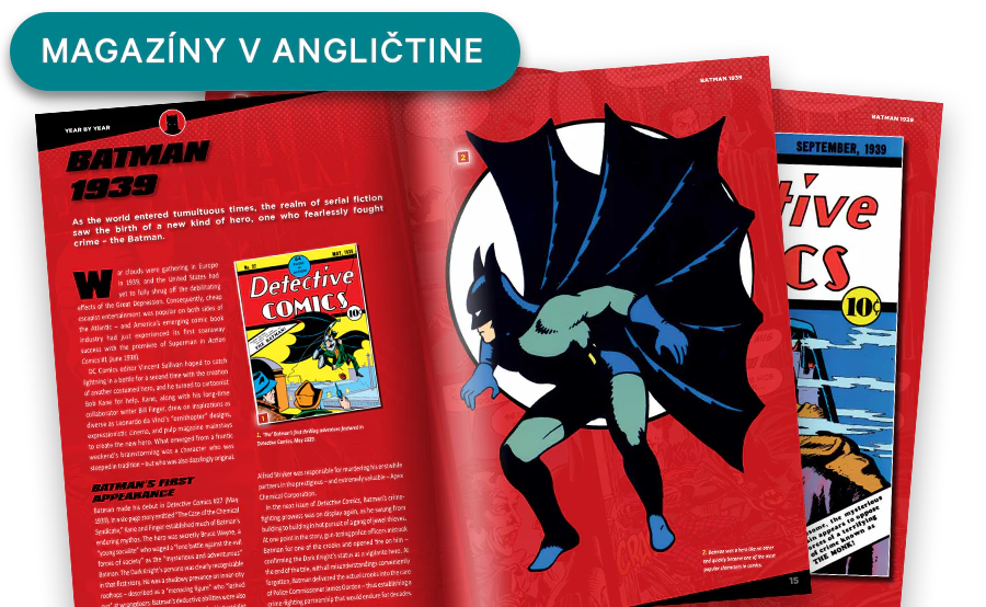 Obrázok otvoreného časopisu z diaľky. Banner na obrázku obsahuje nápis „Časopisy v angličtine”.