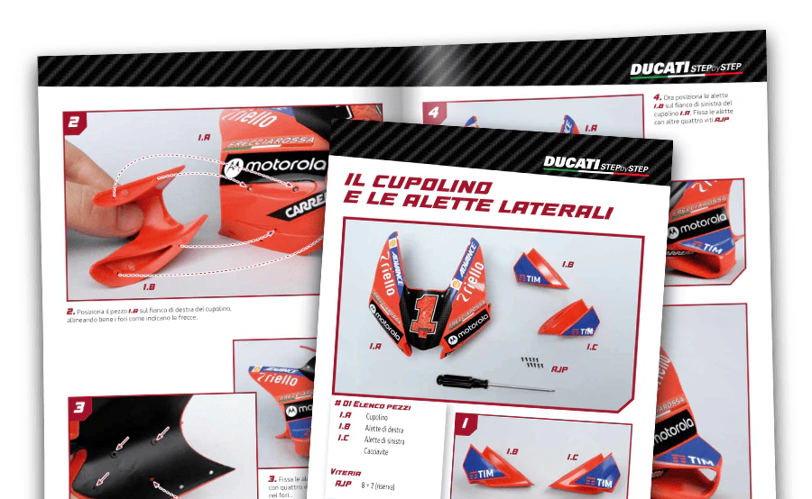 Immagine di una rivista aperta vista da lontano.