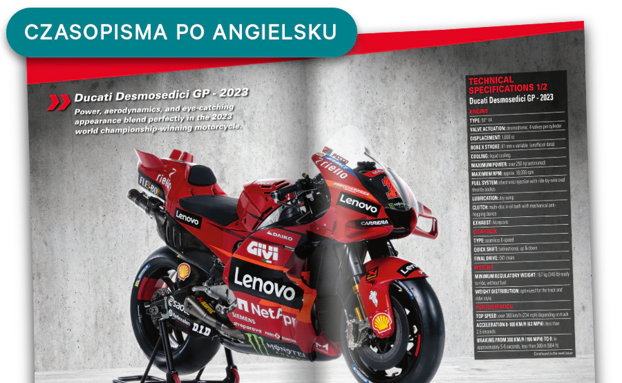 Obraz otwartego magazynu z oddali. Baner na obrazie zawiera napis „Czasopisma w języku angielskim”