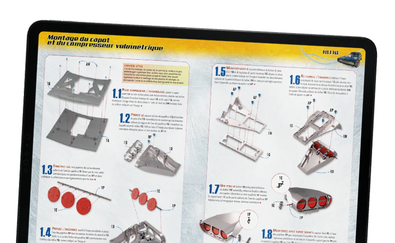 Image d’un magazine ouvert vue de loin.