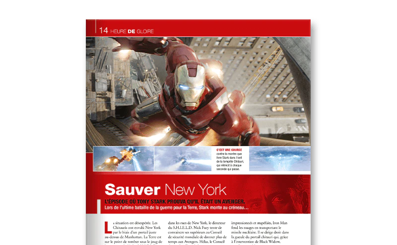 Image d’un magazine ouvert vue de loin.