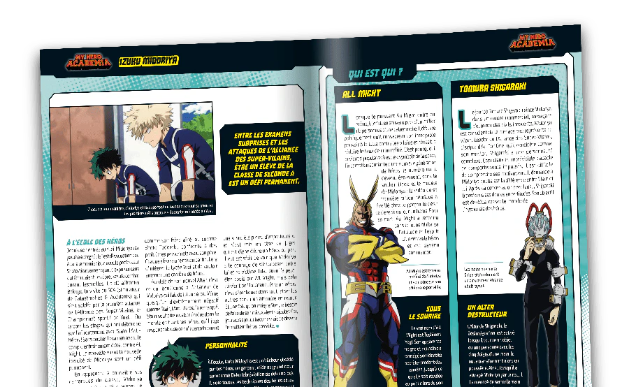 Image d’un magazine ouvert vue de loin.