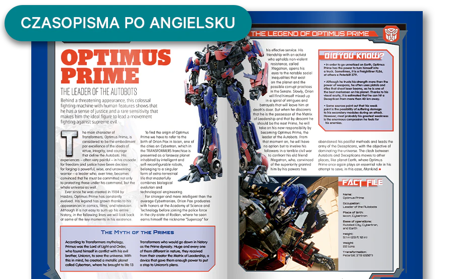 Obraz otwartego magazynu z oddali. Baner na obrazie zawiera napis „Czasopisma w języku angielskim”.