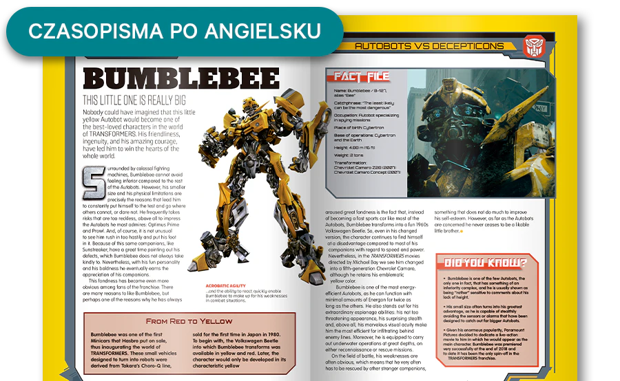 Obraz otwartego magazynu z oddali. Baner na obrazie zawiera napis „Czasopisma w języku angielskim”.